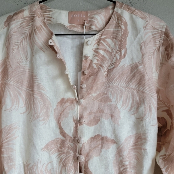 Sofia the Label Palms Linen Playsuit size AU6 NWT - Picture 5 of 9